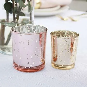 Elegant Gold Mercury Glass Votive Candle Holders for Events