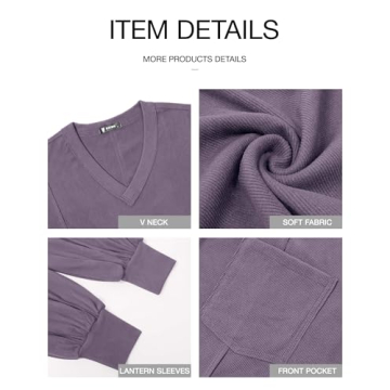 BTFBM Women's Chic V Neck Knit Tunic for Effortless Style