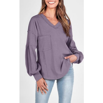 BTFBM Women's Chic V Neck Knit Tunic for Effortless Style
