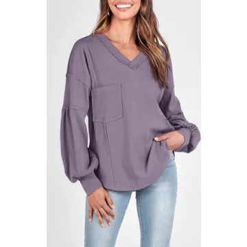 BTFBM Women's Chic V Neck Knit Tunic for Effortless Style