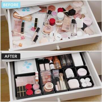CHANCETSUI 11-Piece Stackable Drawer Organizer Set, Multi-size Desk Drawer Organizer Trays Vanity St...