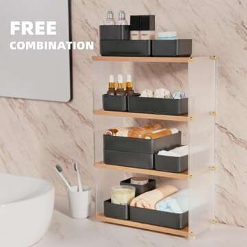 CHANCETSUI 11-Piece Stackable Drawer Organizer Set, Multi-size Desk Drawer Organizer Trays Vanity Storage Bins for Storing Makeup, Stationery, Utensils in Bathroom Dresser, Office and Kitchen