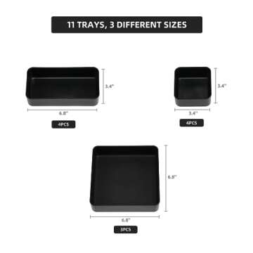 CHANCETSUI 11-Piece Stackable Drawer Organizer Set, Multi-size Desk Drawer Organizer Trays Vanity Storage Bins for Storing Makeup, Stationery, Utensils in Bathroom Dresser, Office and Kitchen