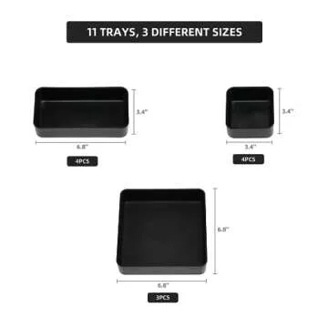 CHANCETSUI 11-Piece Stackable Drawer Organizer Set, Multi-size Desk Drawer Organizer Trays Vanity Storage Bins for Storing Makeup, Stationery, Utensils in Bathroom Dresser, Office and Kitchen