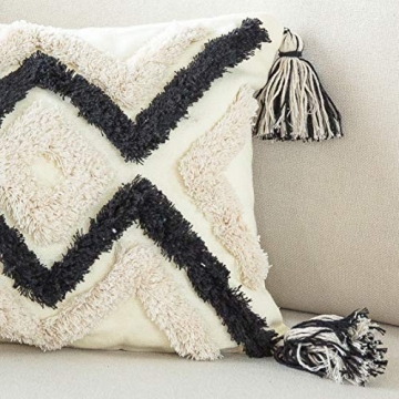 Boho Lumbar Throw Pillow Cover with Tassels for Home Decor