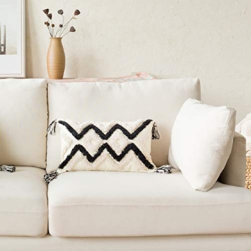 Boho Lumbar Throw Pillow Cover with Tassels for Home Decor