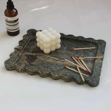 Luxury Scalloped Marble Tray for Elegant Home Decor