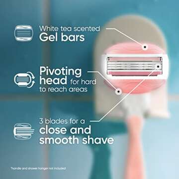 Gillette Venus ComfortGlide White Tea Women's Razor Blade Refills, 6 Count