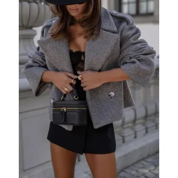 Stylish CHARTOU Women Crop Pea Coat for Winter Wear