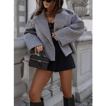 Stylish CHARTOU Women Crop Pea Coat for Winter Wear
