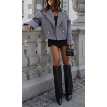Stylish CHARTOU Women Crop Pea Coat for Winter Wear