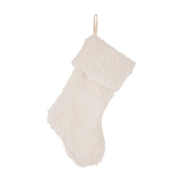 Glitzhome 21" White Plush Christmas Stocking for Holiday Cheer