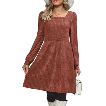 OFEEFAN Women's Long Sleeve Dresses with Pockets Womens Fall Dresses Caramel XL