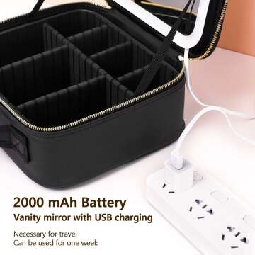 LED Travel Makeup Bag with Mirror & Color Settings