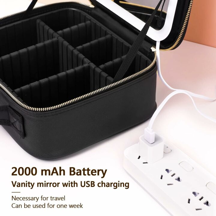 LED Travel Makeup Bag with Mirror & Color Settings