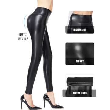 Ginasy High Waisted Stretchy Faux Leather Leggings