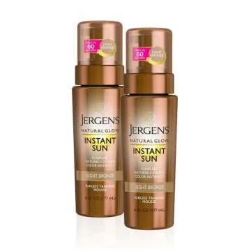 Jergens Natural Glow Instant Sun Body Mousse, Self Tanner for Deep Bronze Tan, Sunless Tanning Body ...