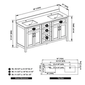 Ove Decors Tahoe-Lux 60 in. Double Sink Bathroom Vanity