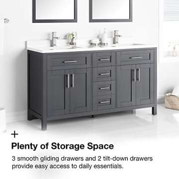 Ove Decors Tahoe-Lux 60 in. Double Sink Bathroom Vanity