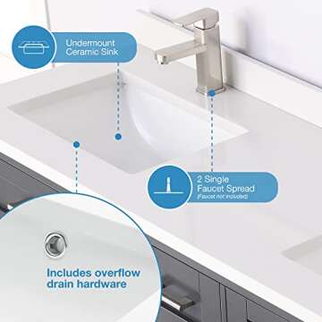 Ove Decors Tahoe-Lux 60 in. Double Sink Bathroom Vanity