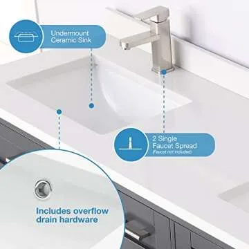 Ove Decors Tahoe-Lux 60 in. Double Sink Bathroom Vanity