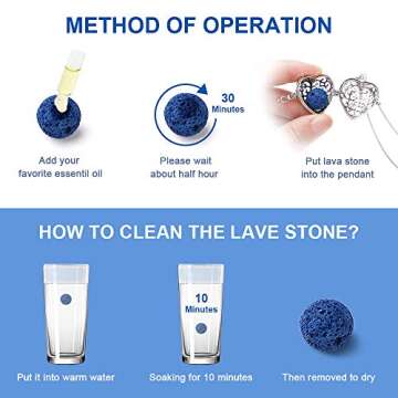Maromalife Essential Oil Necklace for Women, Lava Stone Diffuser Necklace with 7 Lava Stone, Love Heart Pendant Aromatherapy Necklace with 24 Inches Chain, Birthday, for Mom, Women