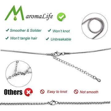 Maromalife Essential Oil Necklace for Women, Lava Stone Diffuser Necklace with 7 Lava Stone, Love Heart Pendant Aromatherapy Necklace with 24 Inches Chain, Birthday, for Mom, Women