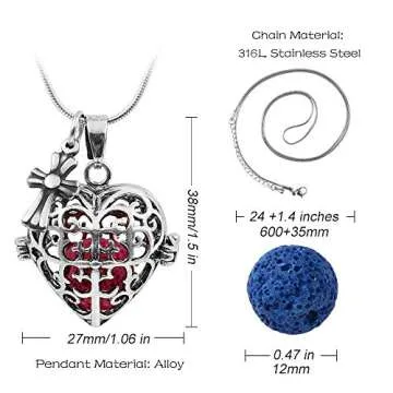 Essential Oil Necklace for Women with Lava Stones