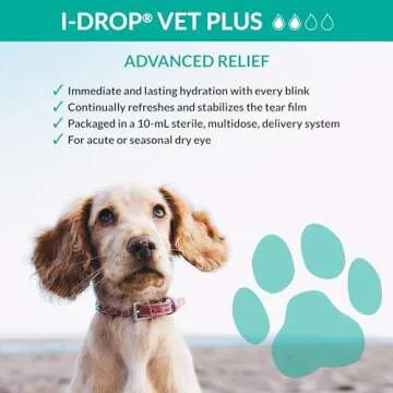I-DROP VET PLUS: Pet Eye Drops for Dogs | Lubricate Acute/Seasonal Dry Eyes | Superior Comfort | Long-lasting Relief | Fewer Application Needed, 0.25% Hyaluronan | Multi dose Bottle | One Bottle 10 ml