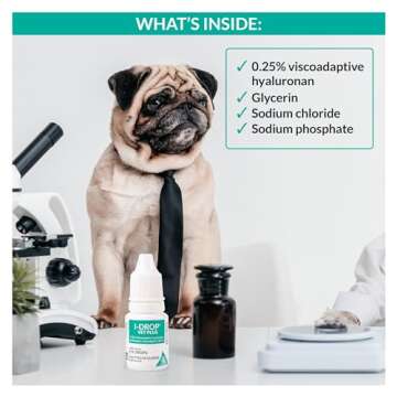 I-DROP VET PLUS: Pet Eye Drops for Dogs | Lubricate Acute/Seasonal Dry Eyes | Superior Comfort | Long-lasting Relief | Fewer Application Needed, 0.25% Hyaluronan | Multi dose Bottle | One Bottle 10 ml
