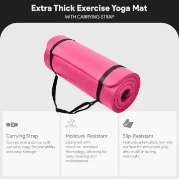 BalanceFrom Extra Thick 1-Inch Yoga Mat with Strap