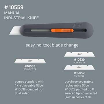 Slice 10559 Industrial Knife, 1 Pack, Manual (Blade Stays in Position)
