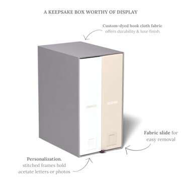 Savor | Deluxe School Years Keepsake Box | Fabric Bound Acid-Free Childhood Keepsake and Memory Orga...