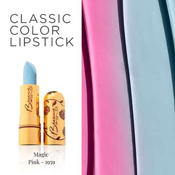 BESAME Magic Pink Lipstick 1963 – Color-Changing Satin Finish Lip Balm with Vitamin E