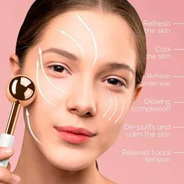 BRÜUN Cryo Ice Globes for Facial Care – A Set of 2 Golden Color Cooling Stainless Steel Skin Care Roller for Under Eye and Face Massage at Home and Spa