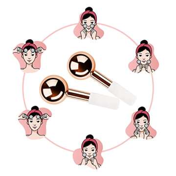 BRÜUN Cryo Ice Globes for Facial Care – A Set of 2 Golden Color Cooling Stainless Steel Skin Care Roller for Under Eye and Face Massage at Home and Spa