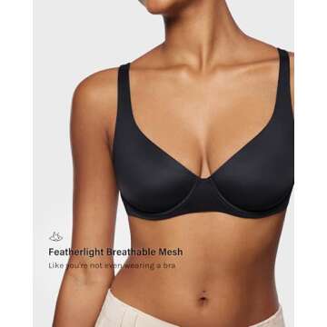 INLYRIC Women's Mesh Balconette Bra Sexy Demi Supportive Comfortable Seamless Underwire Unlined Shee...