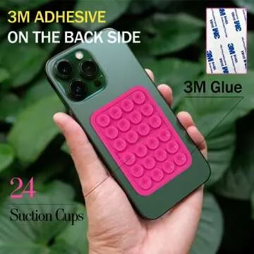 Suction Phone Case Mount, Sillicon Adhesive Phone Accessory for iPhone and Android, Hands-Free Fidget Toy Mirror Shower Phone Holder, Tiktok Videos and Selfies (Black)