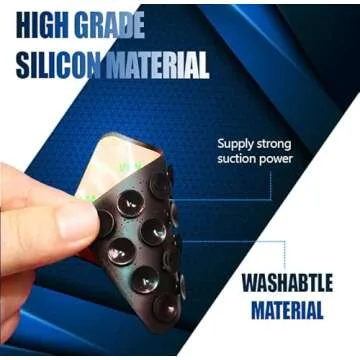 Suction Phone Case Mount, Sillicon Adhesive Phone Accessory for iPhone and Android, Hands-Free Fidget Toy Mirror Shower Phone Holder, Tiktok Videos and Selfies (Black)