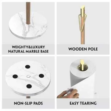 ASTOFLI Gold Wood Countertop Paper Towel Holder