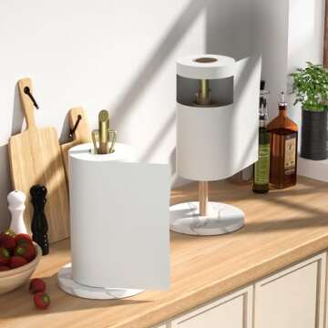 ASTOFLI Gold Wood Countertop Paper Towel Holder