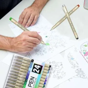 CHARSOCO Micro Pen Set with 24 Colors for Artists