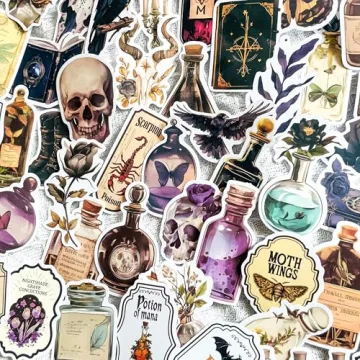Vintage Medieval Apothecary Potion Labels Stickers - 100 Pcs Gothic Dark Academia & Witchcraft Hallo...