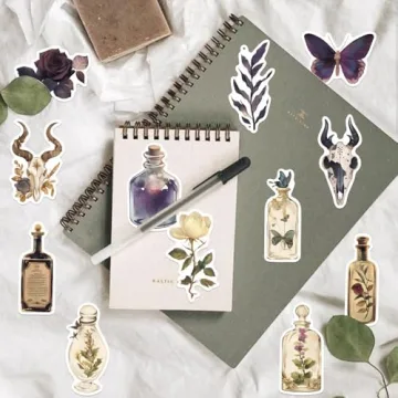 Vintage Apothecary Stickers - 100 Pcs Gothic Dark Designs