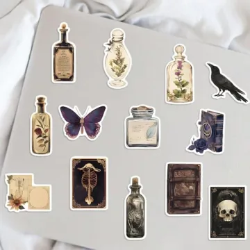 Vintage Apothecary Stickers - 100 Pcs Gothic Dark Designs