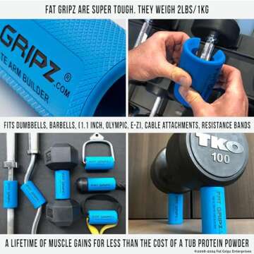 Fat Gripz - The Simple Proven Way to Get Big Biceps & Forearms Fast - At Home Or In The Gym (Size: Fat Gripz Pro / 2.25 Inch Outer Diameter)