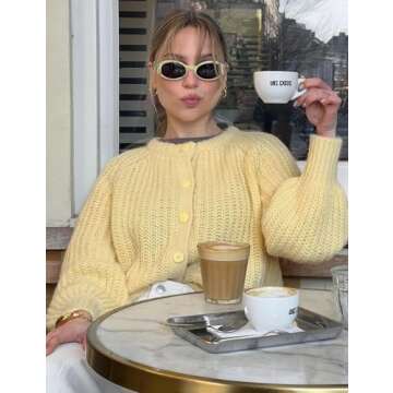 Wyeysyt Womens Chunky Knit Cardigan Sweater for Fall