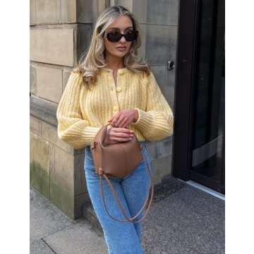 Wyeysyt Womens Chunky Knit Cardigan Sweater for Fall