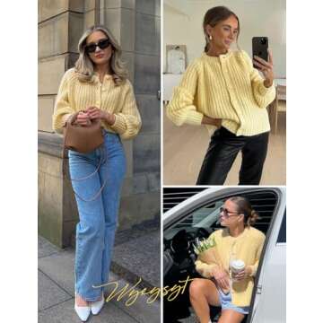 Wyeysyt Womens Chunky Knit Cardigan Sweater for Fall