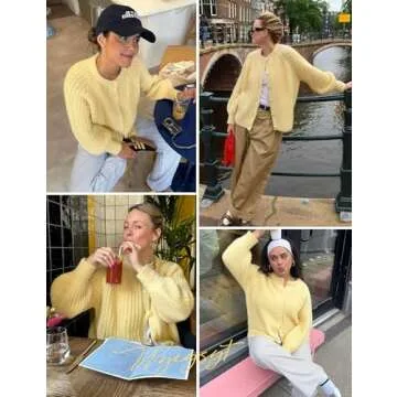 Wyeysyt Womens Chunky Knit Cardigan Sweater for Fall